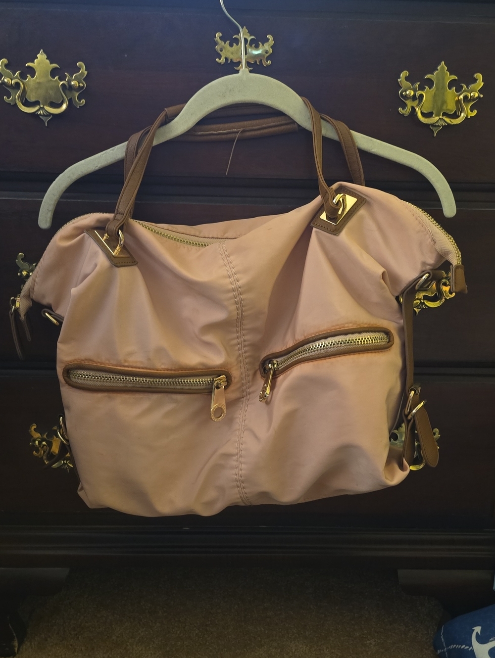 Big Buddha Blush Pink Crossbody Tote with Gold Hardware